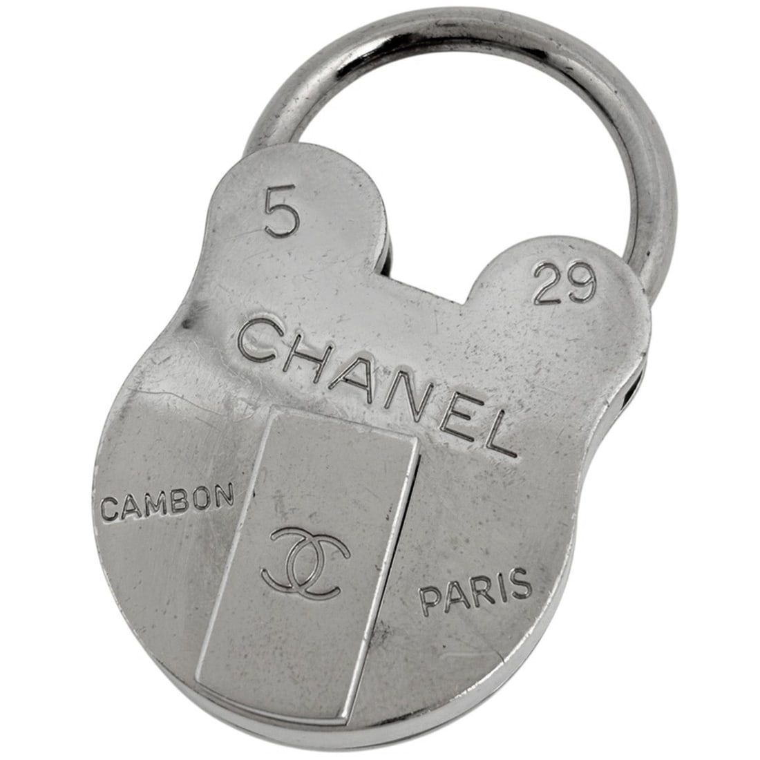 Chanel CHANEL Accessory Charm Coco Mark Padlock Metal Silver Women's