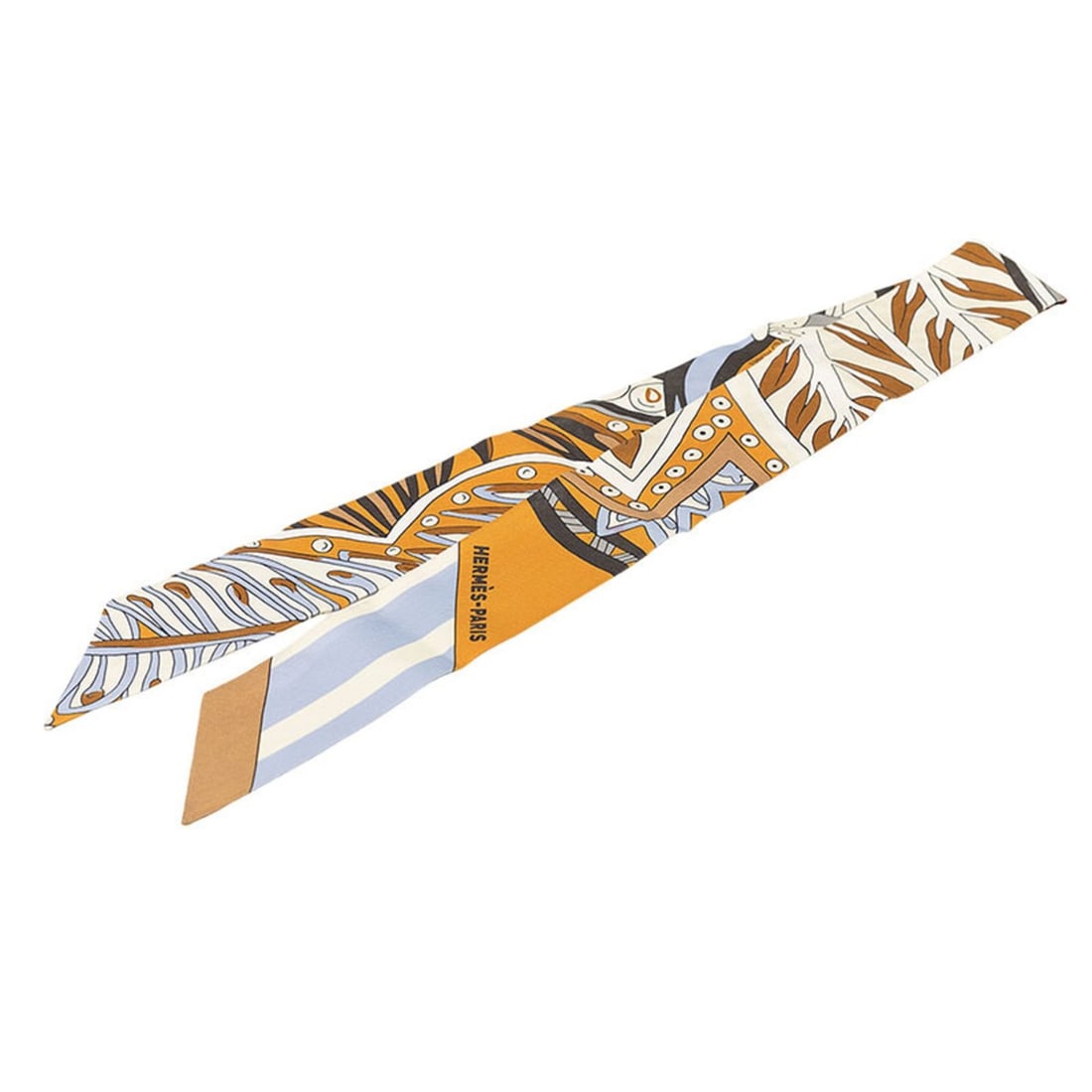 Hermes Twilly Le Jardin de la Maharani (The Garden of the Maharani) Scarf/Muffler, New Tag, Brown: --- Catalog ---Category: SizeSize (LxW): 84.5cm x 5cm / 33.26'' x 1.96''Category: DesignType: ScarfColor: Brown, Multi-colorGender: WomenMaterial: Silk Category: GeneralBrand: Hermes--- Item List ---S