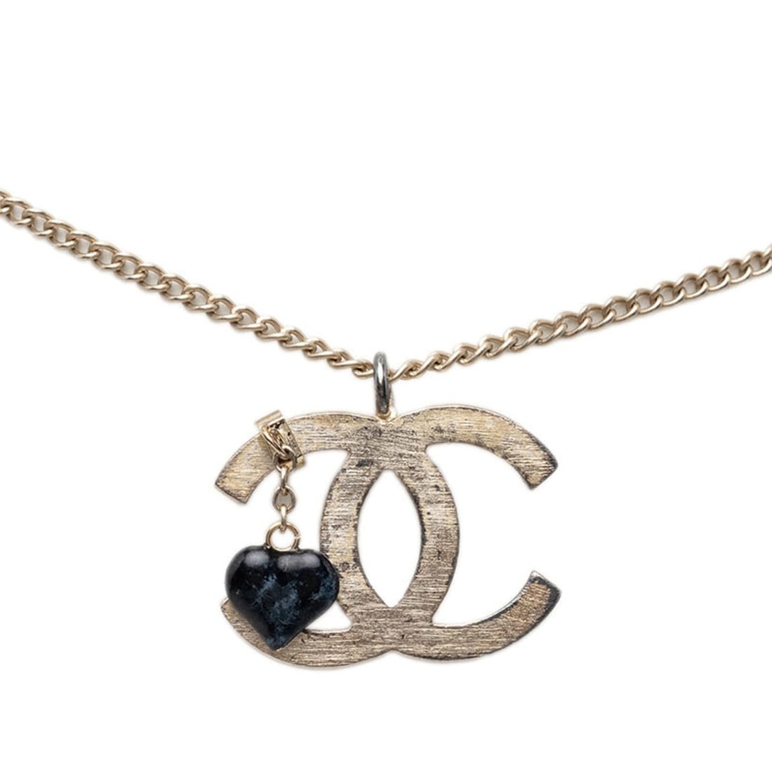 Chanel Coco Mark Heart Pendant Necklace 01P Gold Plated Women's CHANEL