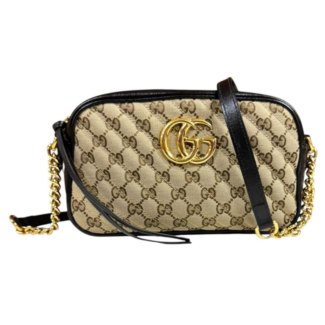 Gucci GG Marmont Shoulder Bag, Canvas 735357, Black, Women's, GUCCI Chain (1 of 14)