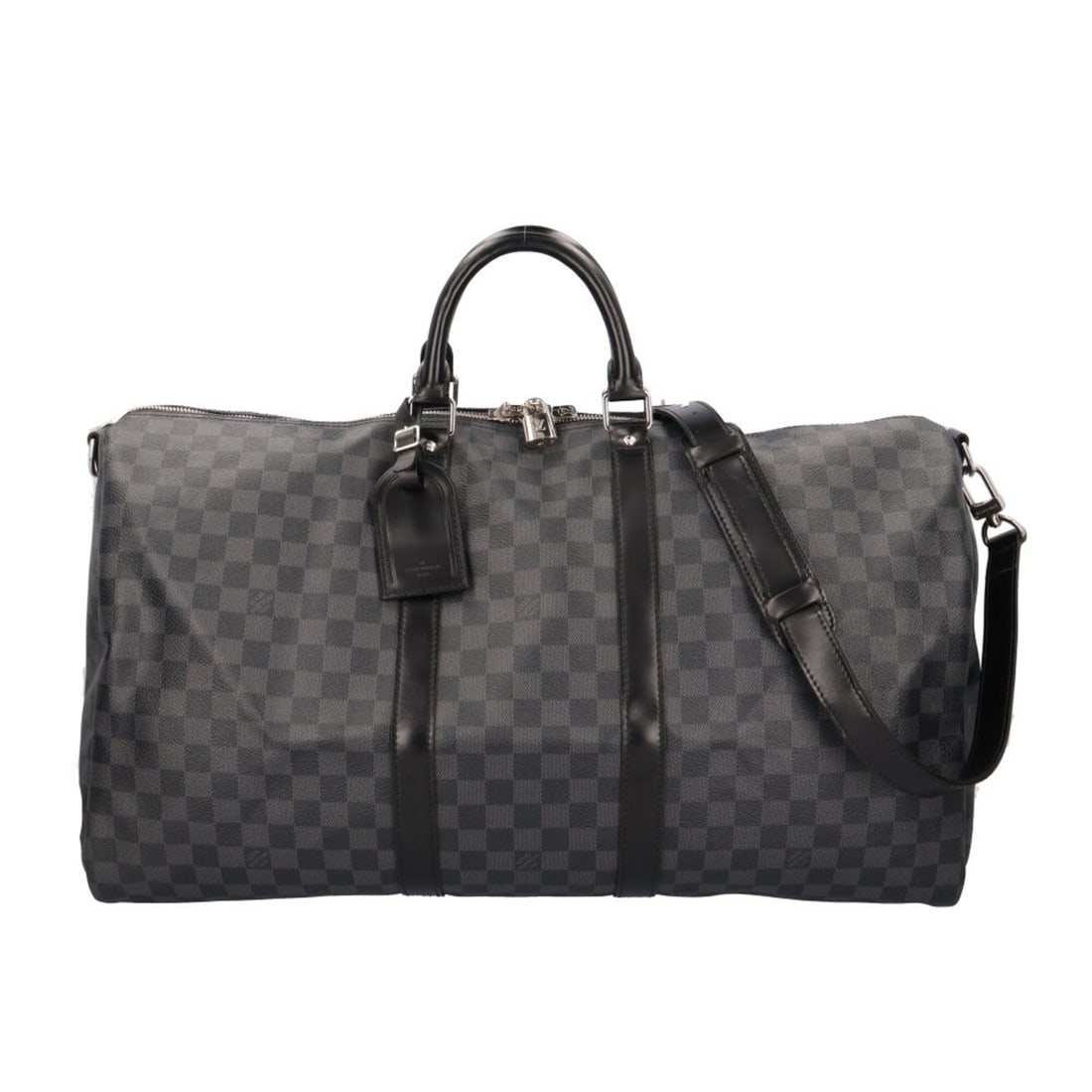 Louis Vuitton Keepall 55 Bandoulière Damier Graphite Boston Bag, Canvas N41413, Black, Men's, LOUIS: --- Catalog ---Category: SizeSize (HxWxD): 30cm x 55cm x 25cm / 11.81'' x 21.65'' x 9.84''Category: DesignType: Boston bagColor: Black, GrayGender: MenMaterial: Damier Graphite , Canvas Category: Gene