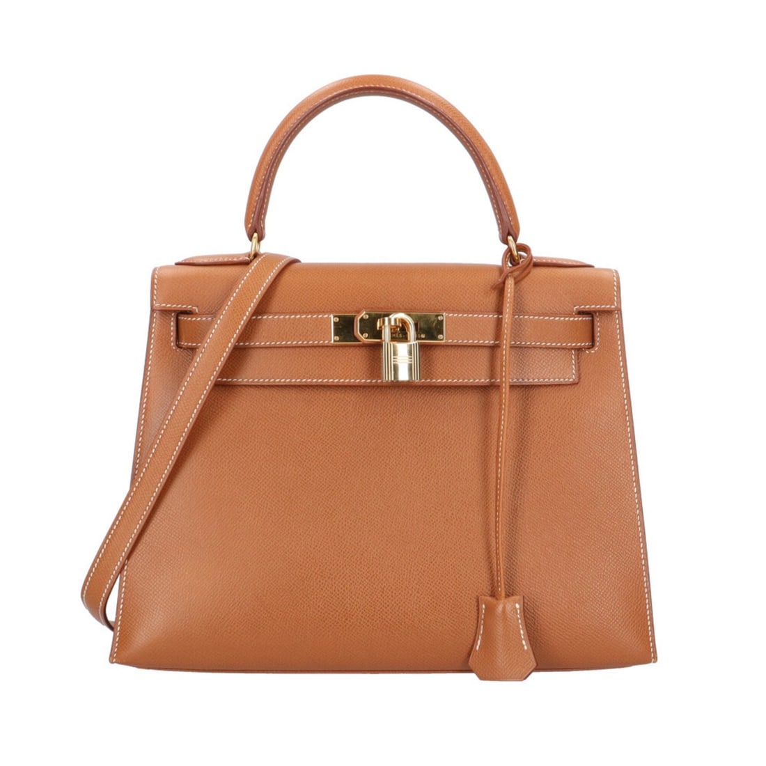 Hermes Kelly 28 Shoulder Bag, Handbag, Courchevel Leather, Brown, Women's, HERMES 2-way: --- Catalog ---Category: SizeSize (HxWxD): 21cm x 28cm x 11cm / 8.26'' x 11.02'' x 4.33''Category: DesignType: Shoulder bagColor: Brown, GoldGender: WomenMaterial: Courchevel leather Category: General