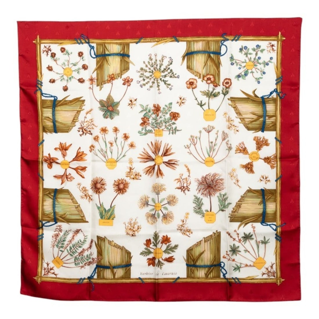 Hermes Carre 90 Harbier de Gavarnie (Cavalnie Cirque Pressed Flower Scarf/Muffler) Red and White: --- Catalog ---Category: SizeSize (LxW): 88cm x 90cm / 34.64'' x 35.43''Category: DesignType: ScarfColor: Red color, WhiteGender: WomenMaterial: Silk Category: GeneralBrand: Hermes--- Item List ---Sec