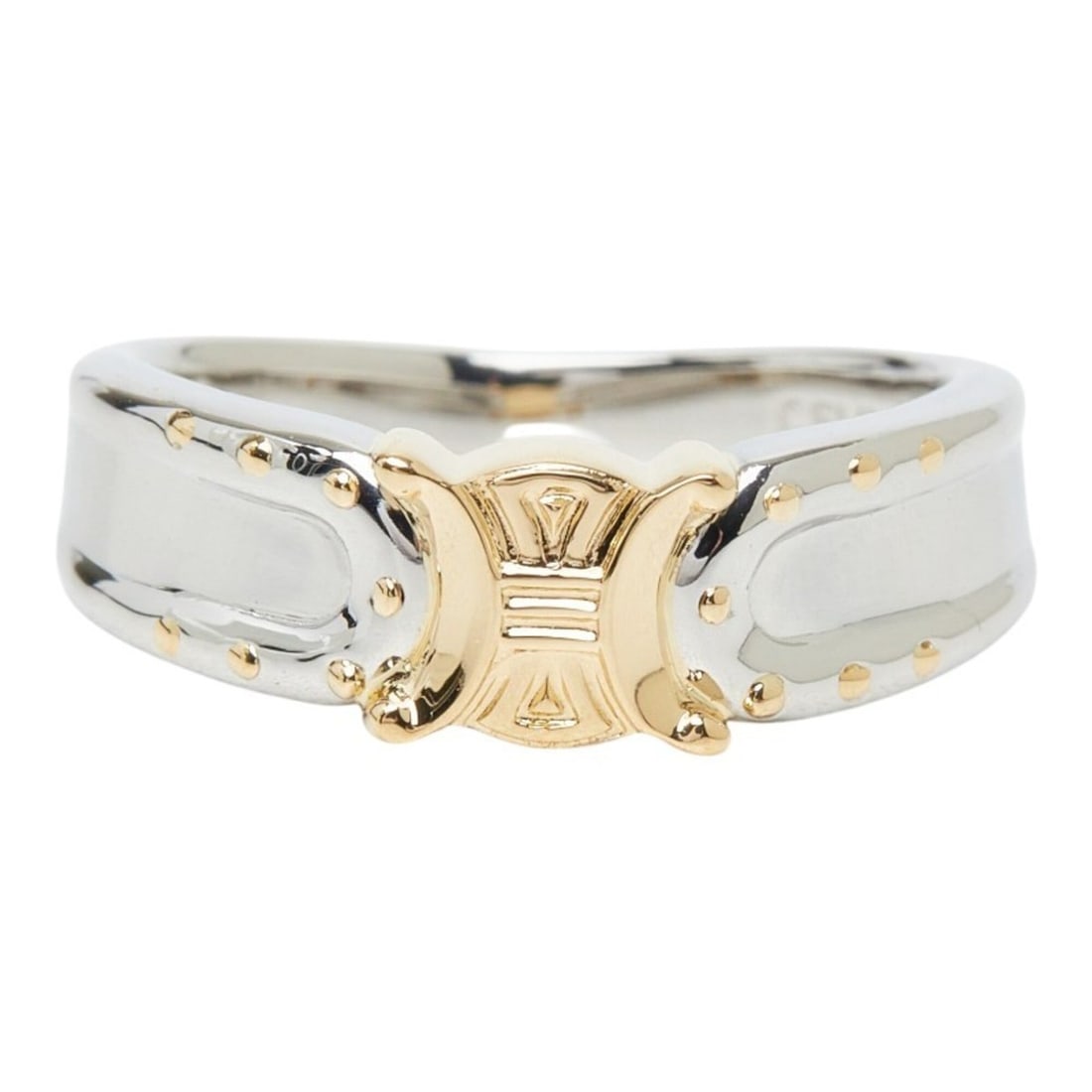 Celine Pt900 Platinum 18KYG Yellow Gold Macadam Logo Design Ring - Women's CELINE 1