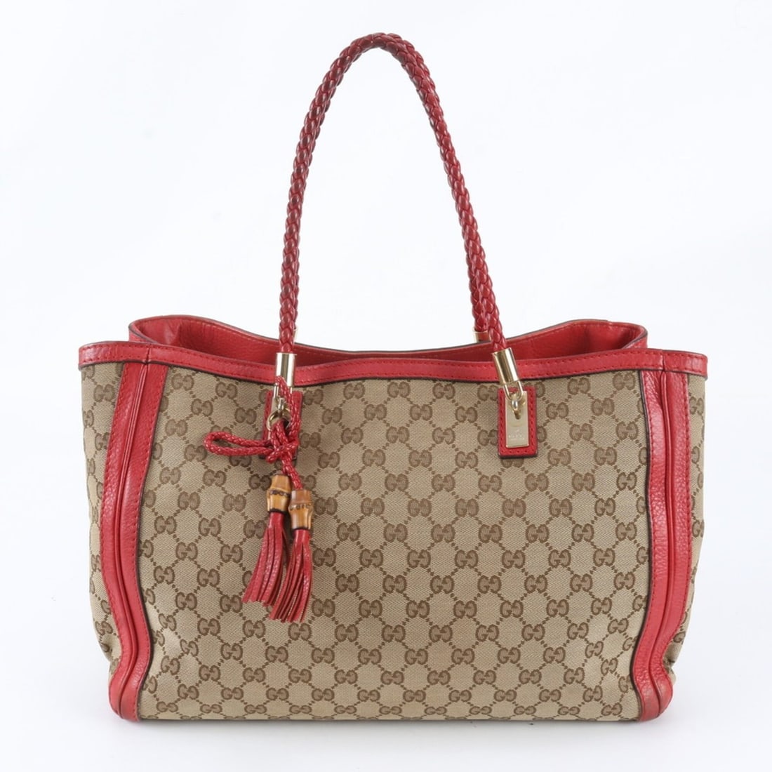 Gucci GG Canvas Bella Bamboo Tassel 269945 Leather Tote Bag Handbag Shoulder for Women (1 of 16)