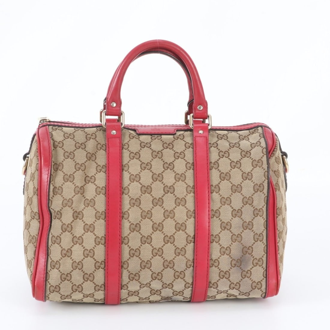 Gucci GG Canvas Mini Boston 247205 Leather Handbag Tote Bag Brand Women's: --- Catalog ---Category: SizeSize (HxWxD): 23cm x 31cm x 16cm / 9.05'' x 12.2'' x 6.29''Category: DesignType: Handbag, Tote bagColor: Brown, Red colorGender: WomenMaterial: Leather , Canvas Category: 
