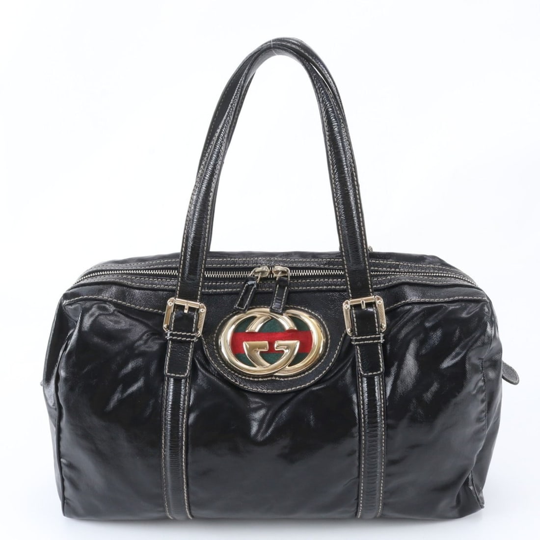 Gucci Sherry Line Interlocking G 170010 Leather Tote Bag Handbag Shoulder for Women: --- Catalog ---Category: SizeSize (HxWxD): 22cm x 37cm x 11cm / 8.66'' x 14.56'' x 4.33''Category: DesignType: Shoulder bag, Tote bagColor: BlackGender: WomenMaterial: Leather , Coated canvas Category
