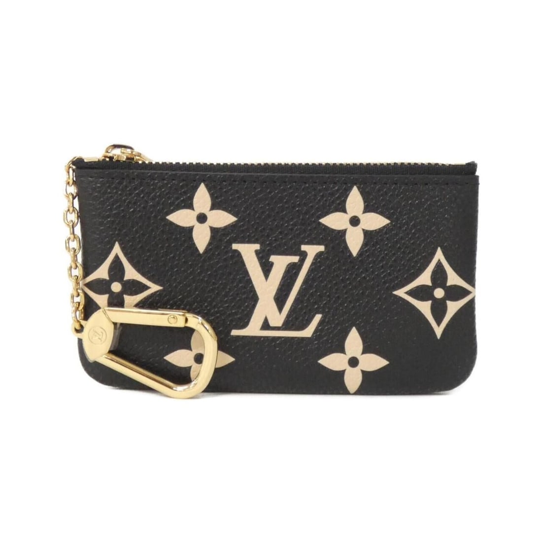 Louis Vuitton Bicolor Monogram Empreinte Pochette Cle M80885 Coin & Key Case: --- Catalog ---Category: SizeSize (HxWxD): 7cm x 12cm x 1.5cm / 2.75'' x 4.72'' x 0.59''Category: DesignType: Coin purse/coin caseColor: Beige, BlackGender: Men,WomenMaterial: Leather Leather/Fur