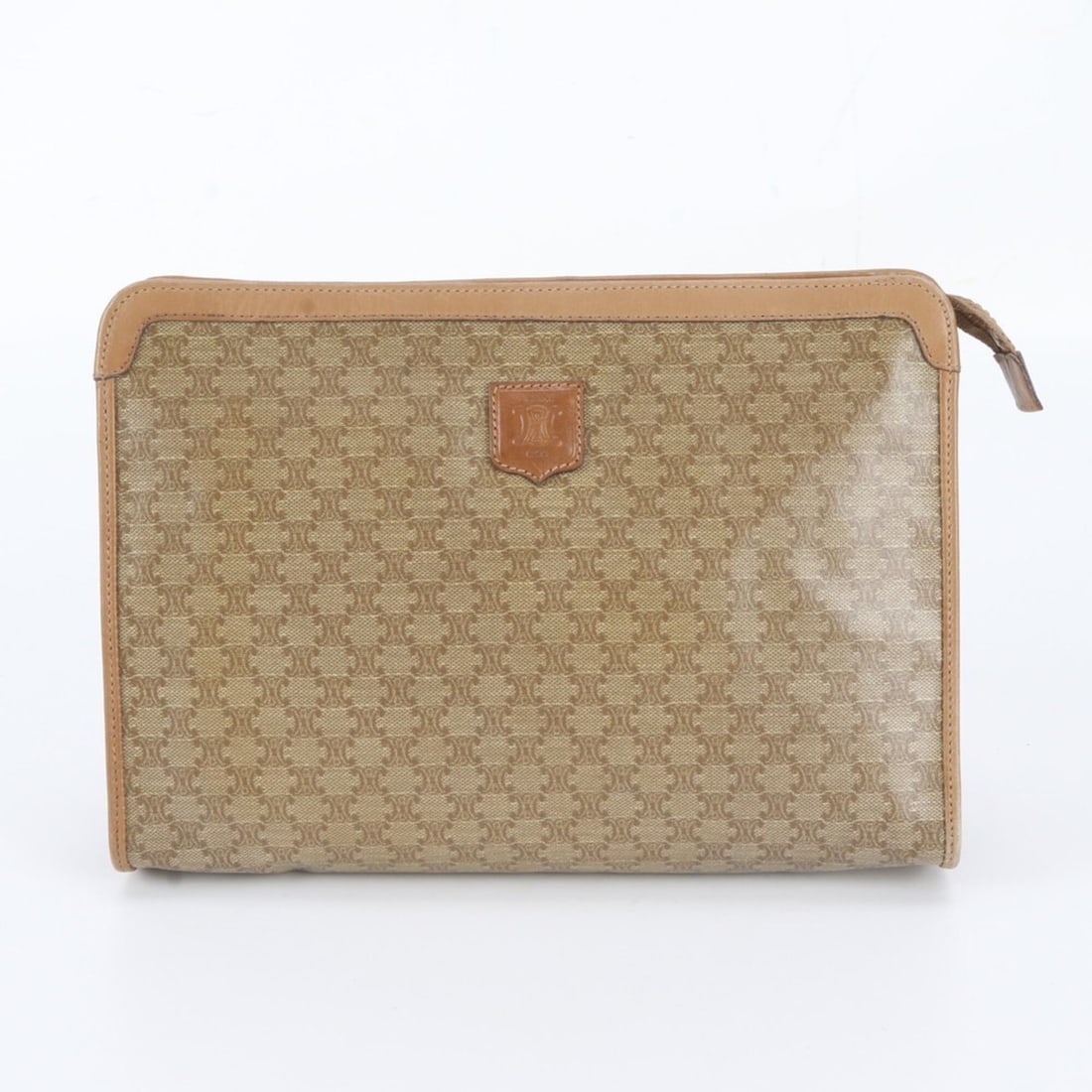 Celine Macadam Leather Second Bag Clutch Handbag Pouch Brown Men's