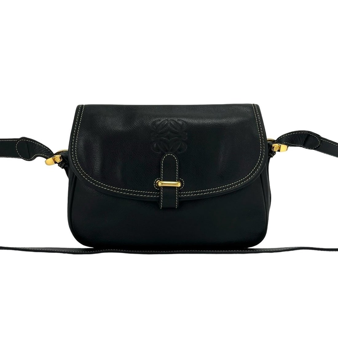 LOEWE Vintage Anagram Logo Leather Shoulder Bag/Pouch/Sacoche, Black, 25545 (1 of 14)