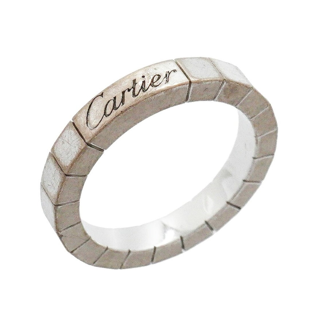 Cartier Lanieres Ring, 18K White Gold, Size 49, Ladies', P3240421: --- Catalog ---Category: SizeUS Size: 5Brand Size: 49Category: DesignType: Band ringGender: WomenMaterial: White gold (18K)Category: GeneralBrand: Cartier--- Item List ---Section: ConditionRanking: Ra