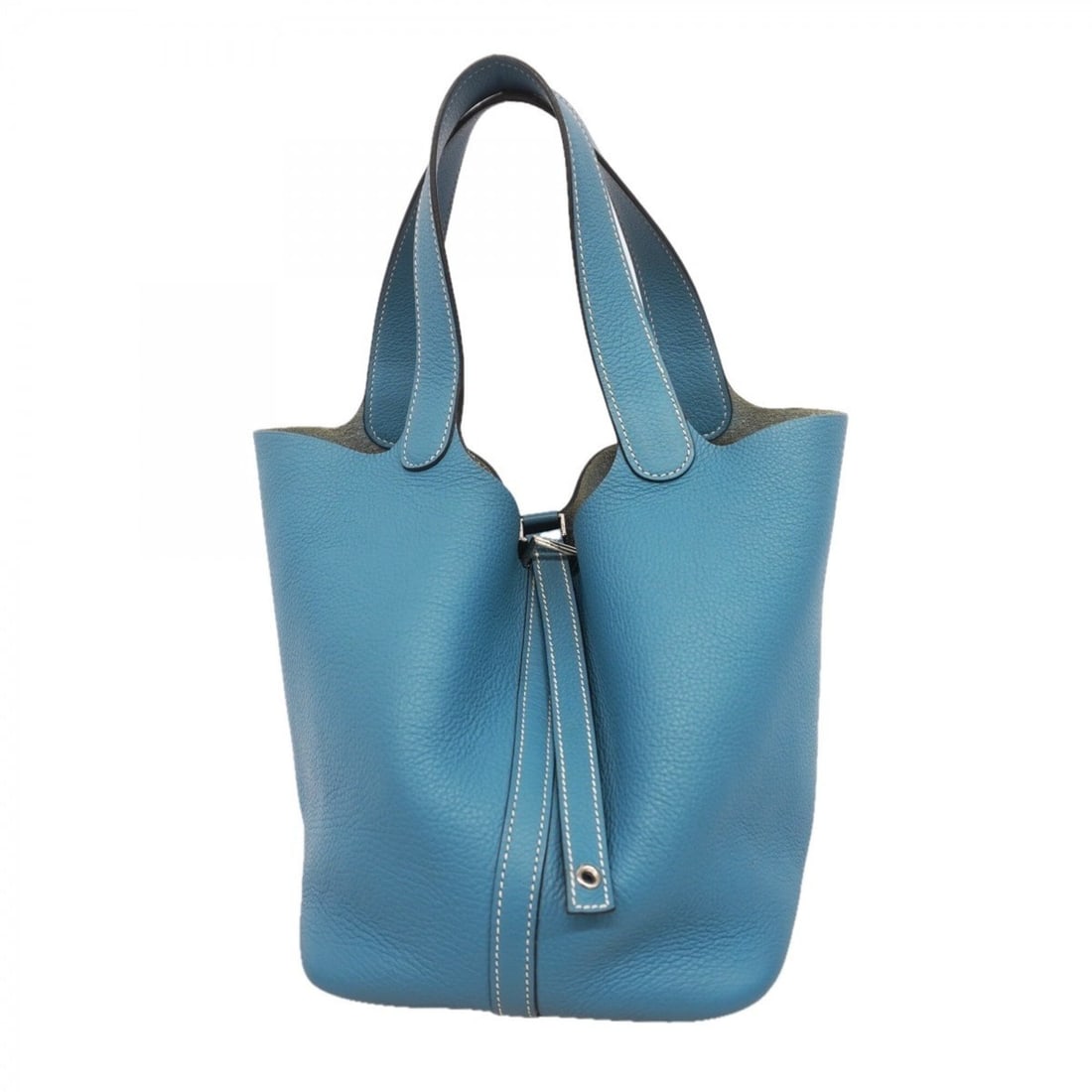 Hermes Picotin Lock MM handbag, Taurillon leather, Blue Jean, ?O stamp, Ladies' P3212627: --- Catalog ---Category: SizeSize (HxWxD): 21cm x 17.5cm x 22cm / 8.26'' x 6.88'' x 8.66''Category: DesignType: HandbagColor: Blue jeanGender: WomenHardware Color: SilverCategory: GeneralBrand: Hermes