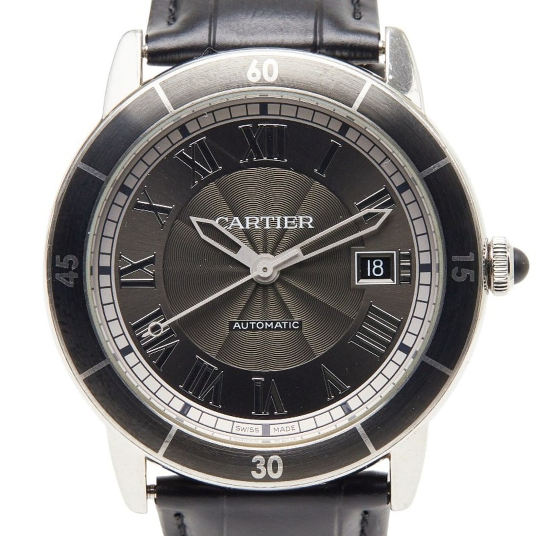 Cartier Ronde Croisière de automatic watch WSRN0003, gray dial, stainless steel, men's watch.