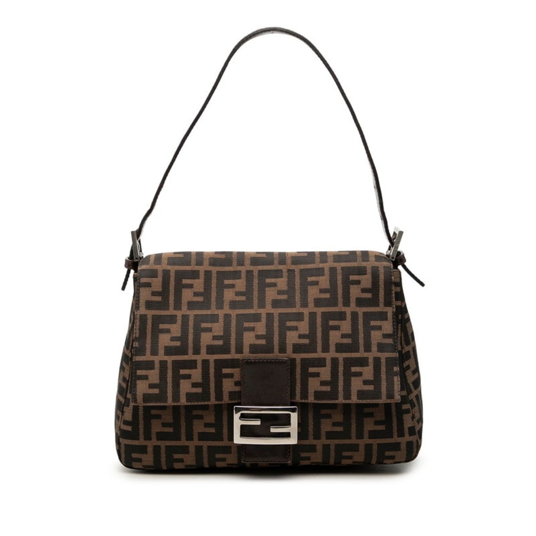 Fendi Zucca One-Shoulder Bag, Brown/Black Canvas Leather, Women's FENDI: --- Catalog ---Category: SizeSize (HxWxD): 22cm x 28.5cm x 11.5cm / 8.66'' x 11.22'' x 4.52''Category: DesignType: Shoulder bagColor: Black, BrownGender: WomenMaterial: Canvas , Leather Category: Gene