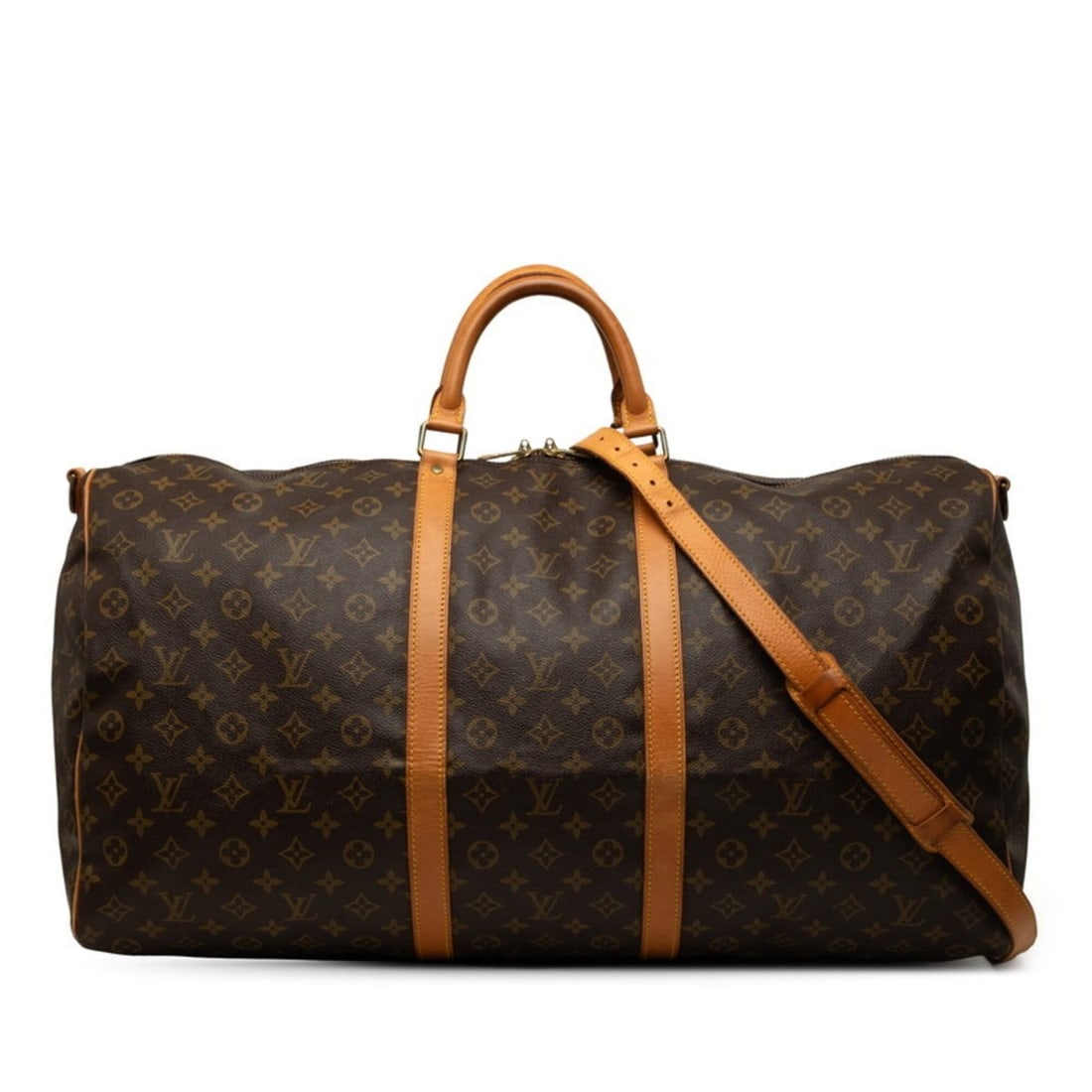 Louis Vuitton Monogram Keepall Bandoulière 60 Boston Bag Shoulder 2WAY M41412 Brown Leather Women's