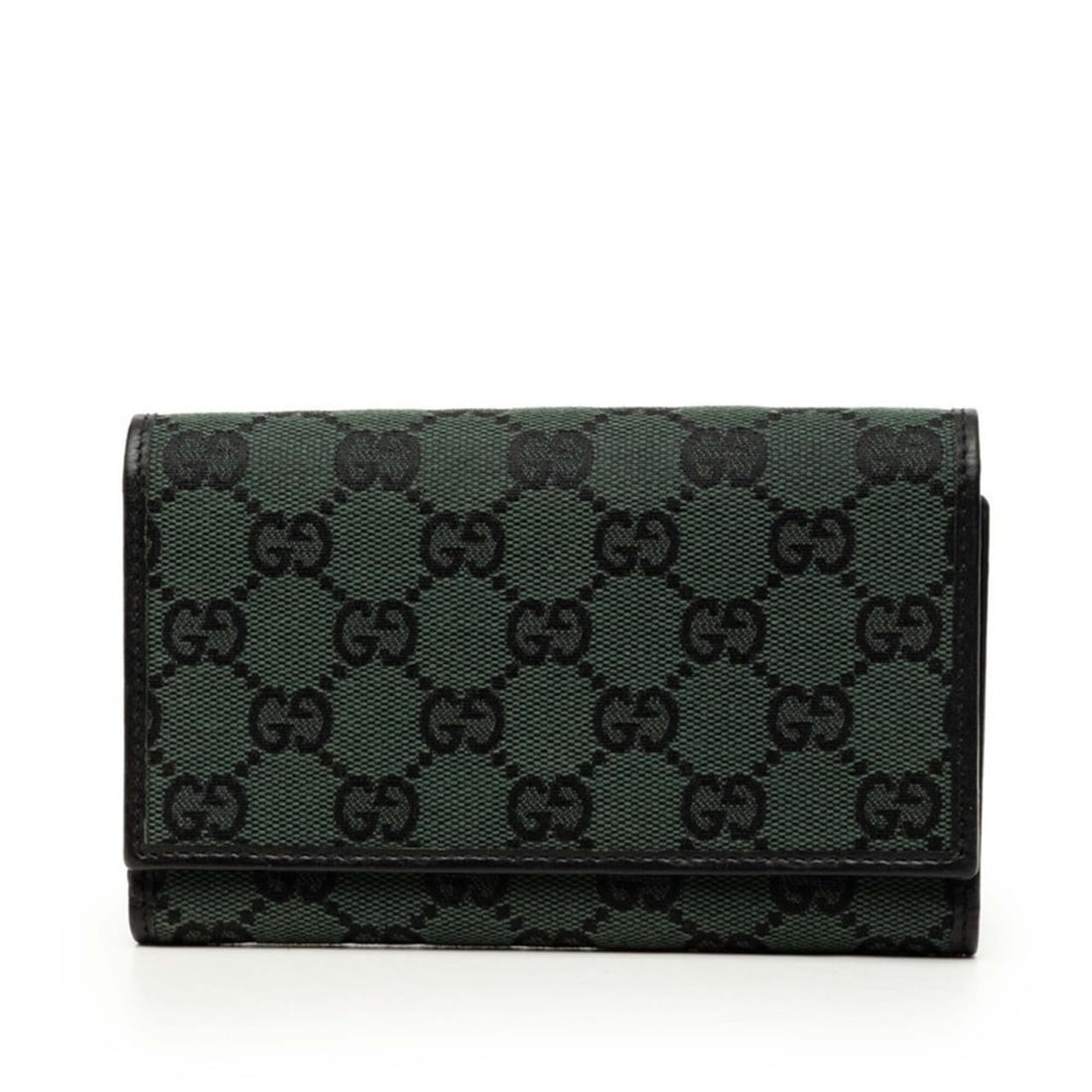 Gucci GG Canvas Tri-fold Wallet 263114 Green Black Leather Women's GUCCI: --- Catalog ---Category: SizeSize (HxWxD): 9cm x 15cm x 2.5cm / 3.54'' x 5.9'' x 0.98''Category: DesignType: Wallet (tri-fold)Color: Black, GreenGender: WomenMaterial: Canvas , Leather Category: Gener