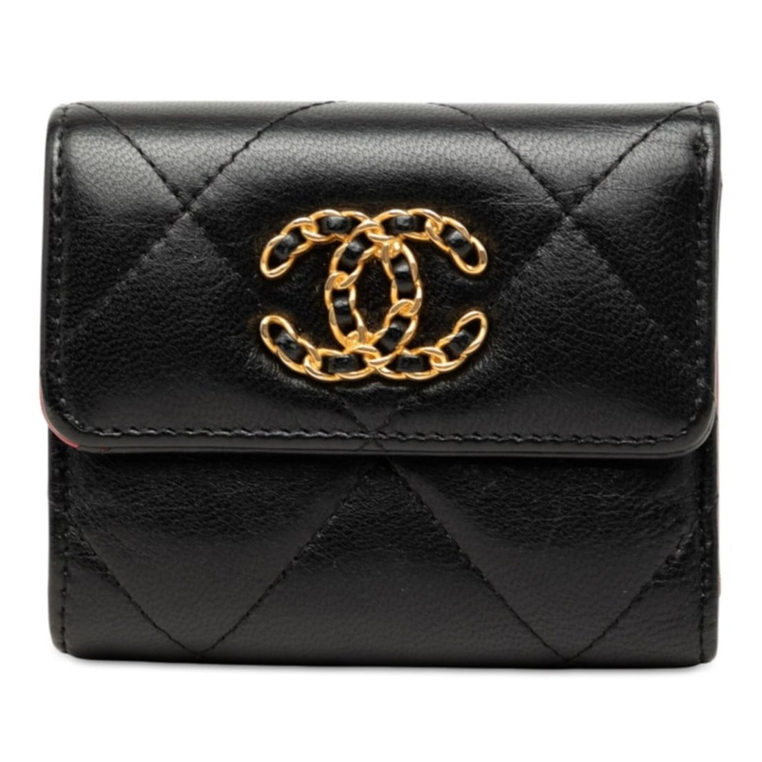 Chanel 19 Dixneuf Coco Mark Tri-fold Wallet Small Flap Black Red Lambskin Women's CHANEL: --- Catalog ---Category: SizeSize (HxWxD): 9cm x 10.5cm x 3cm / 3.54'' x 4.13'' x 1.18''Category: DesignType: Wallet (tri-fold)Color: Black, Red colorGender: WomenMaterial: Leather Leather/Fur Type: L