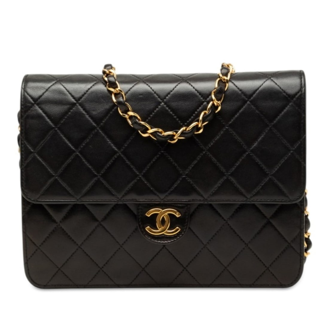 Chanel Matelassé 22 Coco Mark Chain Shoulder Bag, Black with Gold Hardware, Lambskin, Women's.