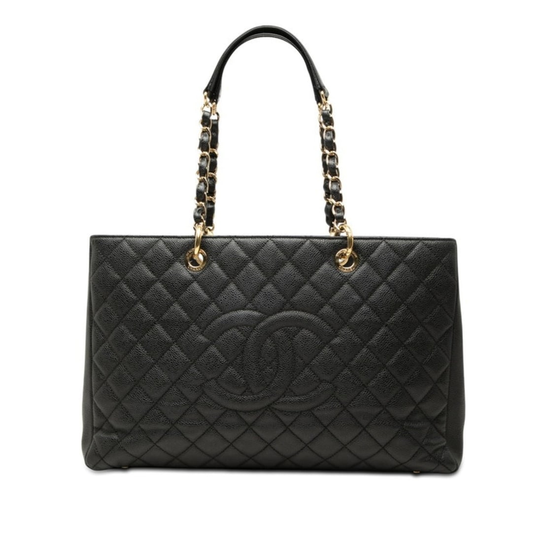 Chanel Matelassé Coco Mark GST Chain Tote Bag Shoulder Black Caviar Leather Women's CHANEL