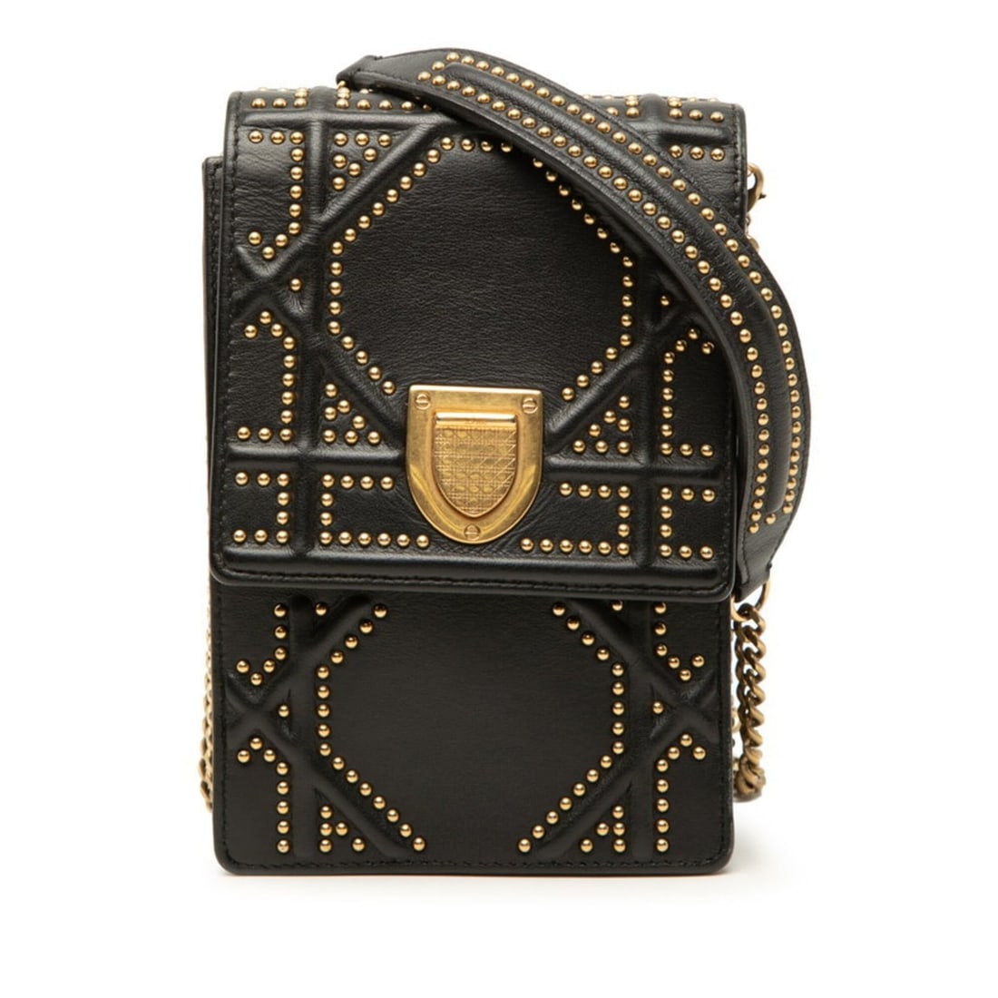 Christian Dior Dior Diorama Crossbody Chain Shoulder Bag, Black and Gold Leather, Women's: --- Catalog ---Category: SizeSize (HxWxD): 17cm x 11.5cm x 6.5cm / 6.69'' x 4.52'' x 2.55''Category: DesignType: Shoulder bagColor: Black, GoldGender: WomenMaterial: Leather Category: GeneralBrand: Ch