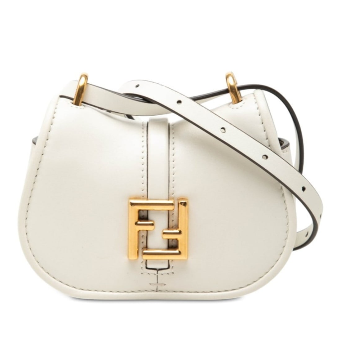 Fendi Camon Nano Crossbody Shoulder Bag/Waist Bag 7AS219 White Leather Women's FENDI