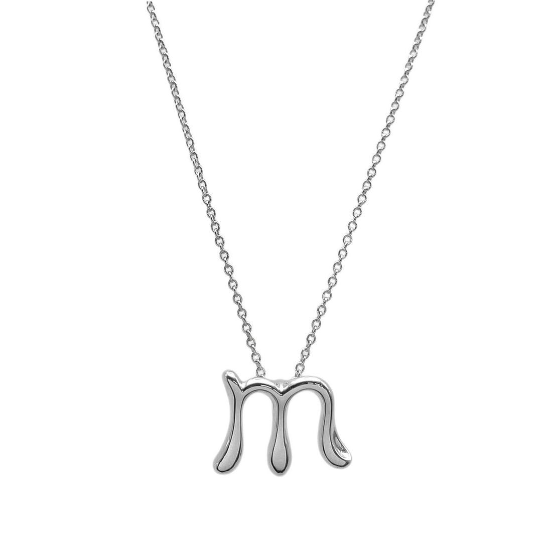 TIFFANY&Co. Initial "m" Elsa Peretti Letter Necklace SV925 Silver Women's