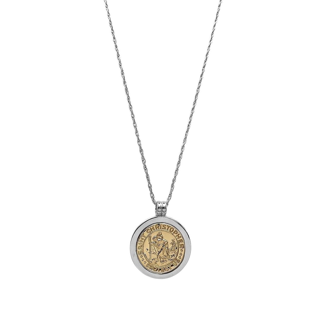 TIFFANY&Co. St. Christopher Necklace, SV925 & K18YG, Silver, Men's Women's