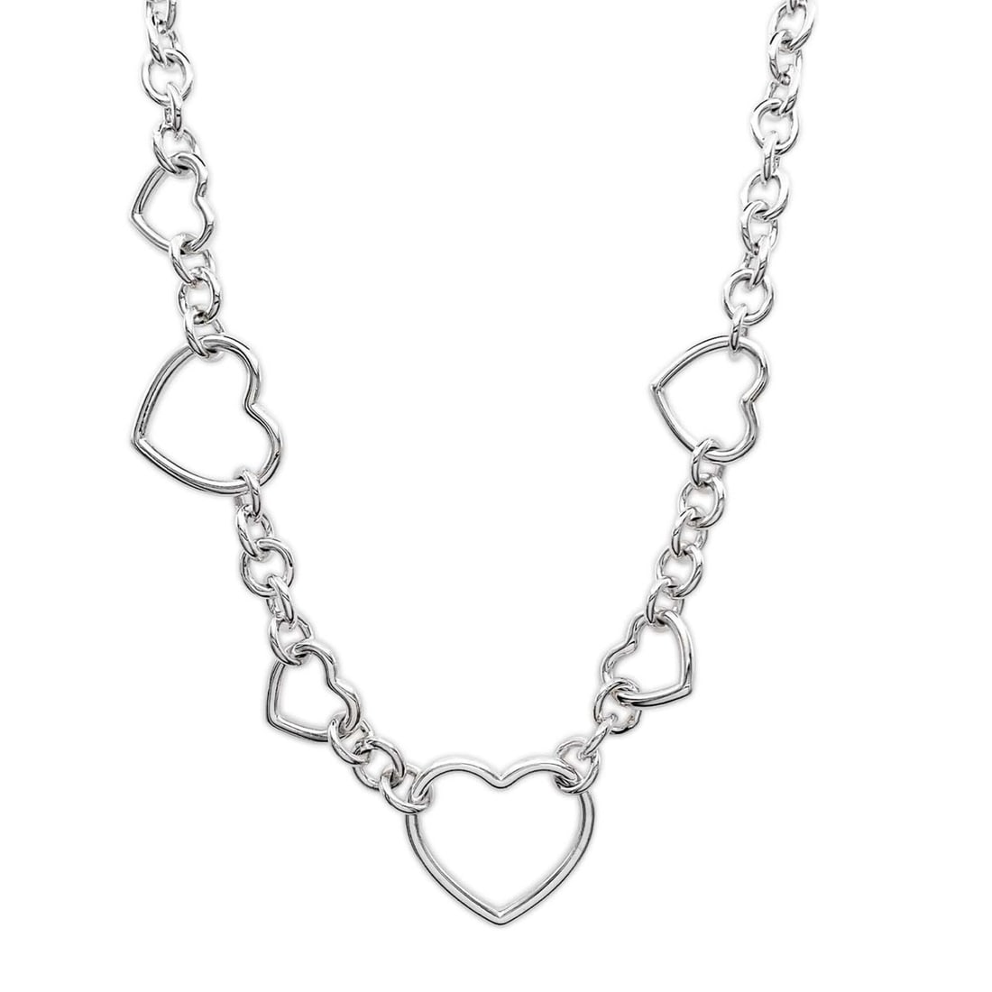 TIFFANY&Co. Heart Link Choker Necklace, SV925 Silver, Women's