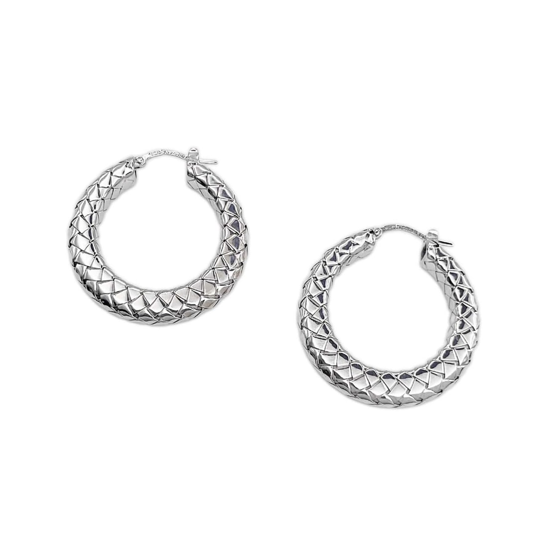 BOTTEGA VENETA Intrecciato Round Earrings, SV925 Silver, Men's & Women's