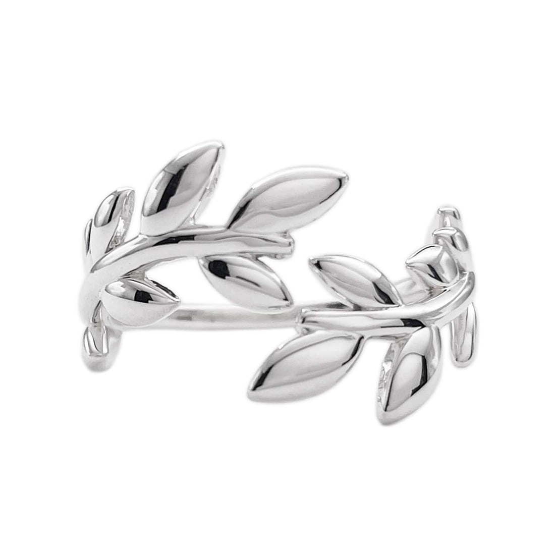 TIFFANY&Co. Olive Leaf Bypass Ring, SV925 (Silver), 7789, Women's