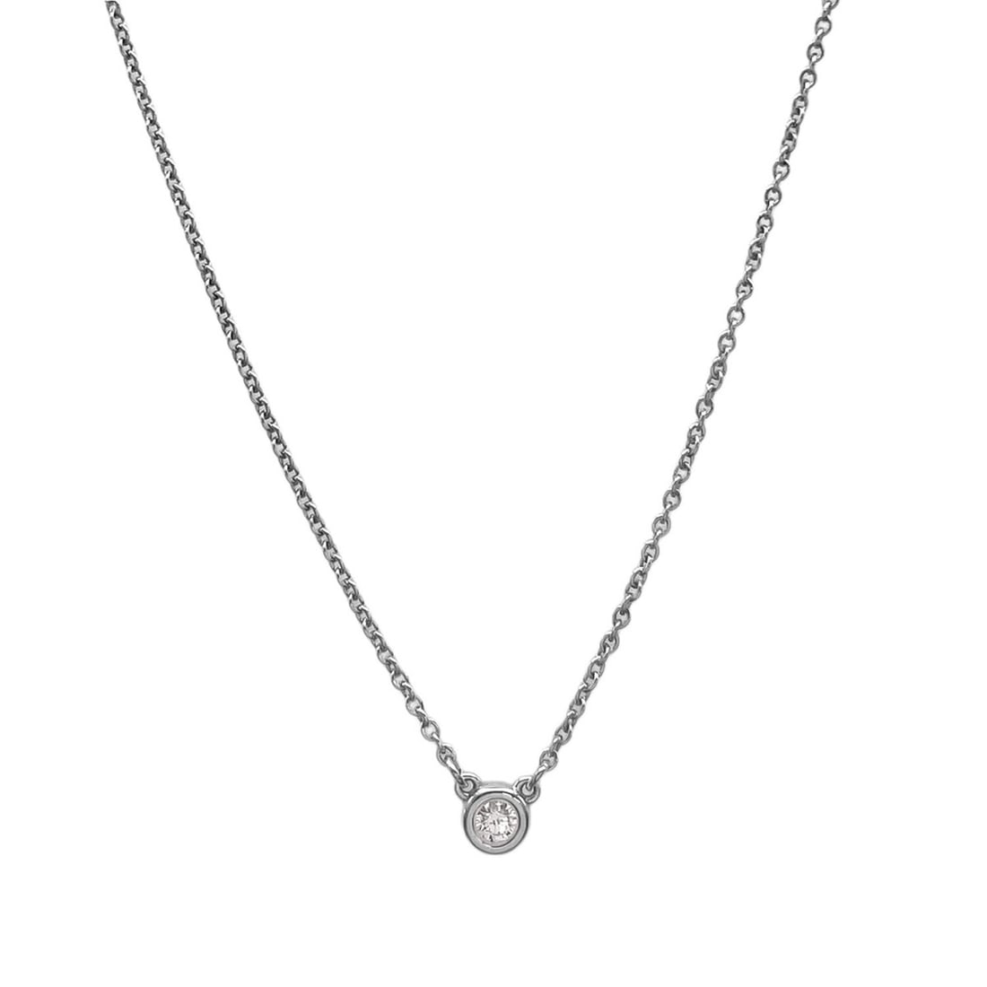 TIFFANY&Co. By the Yard 1P Single Diamond Necklace Pendant SV925 Silver Men's Women's: --- Catalog ---Category: SizePendant Size: 4mm x 4mm / 0.15'' x 0.15''Neck Circumference: 41.3 cm / 16.25''Category: DesignColor: Clear, SilverStone: DiamondGender: Men,WomenMaterial: Silver 925Pendan