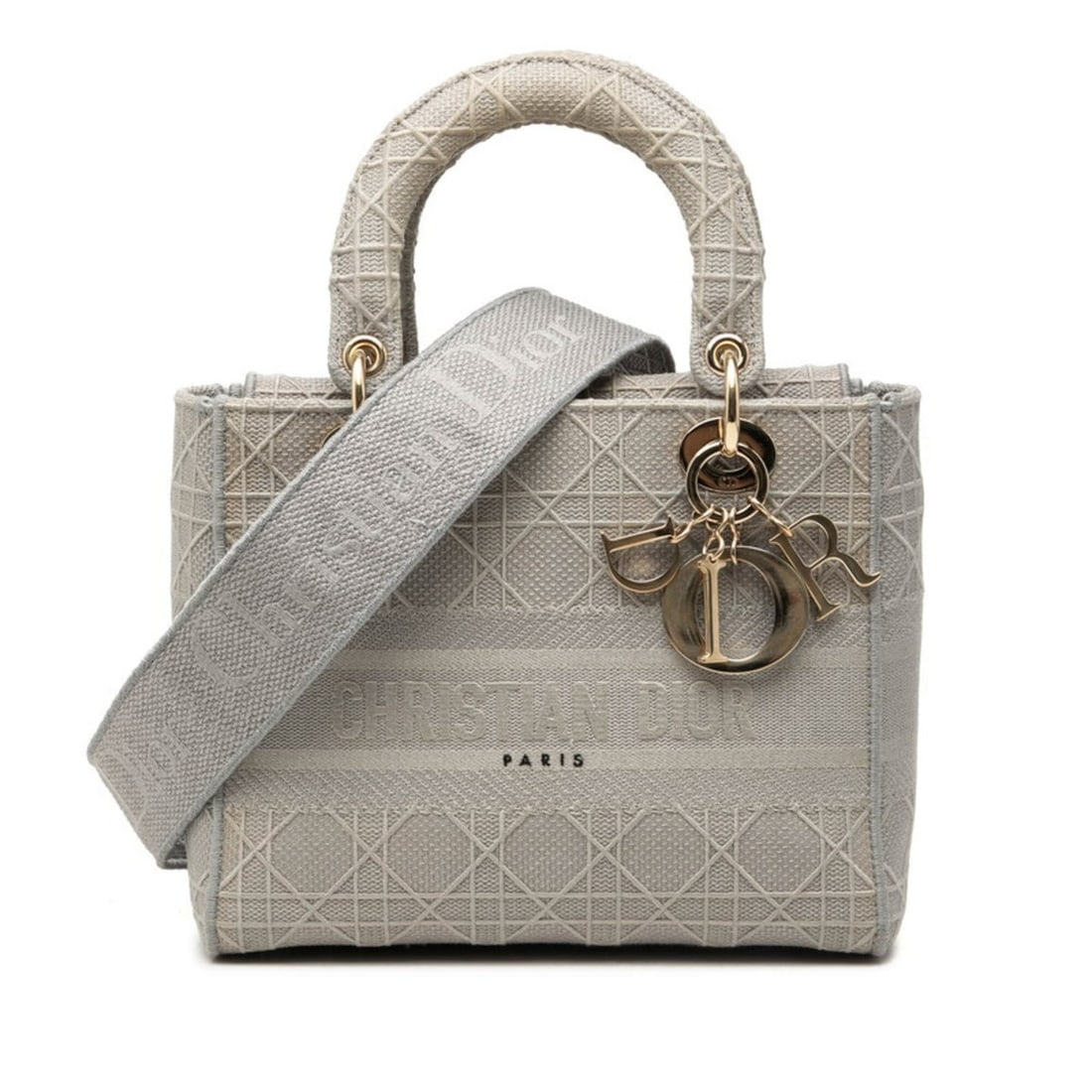 Christian Dior Dior Cannage Lady Delight Medium Handbag Shoulder Bag 2WAY M0565OREY Gray Canvas: --- Catalog ---Category: SizeSize (HxWxD): 19cm x 24cm x 12cm / 7.48'' x 9.44'' x 4.72''Category: DesignType: Handbag, Shoulder bagColor: GrayGender: WomenMaterial: Canvas Category: GeneralMPN: M0565O