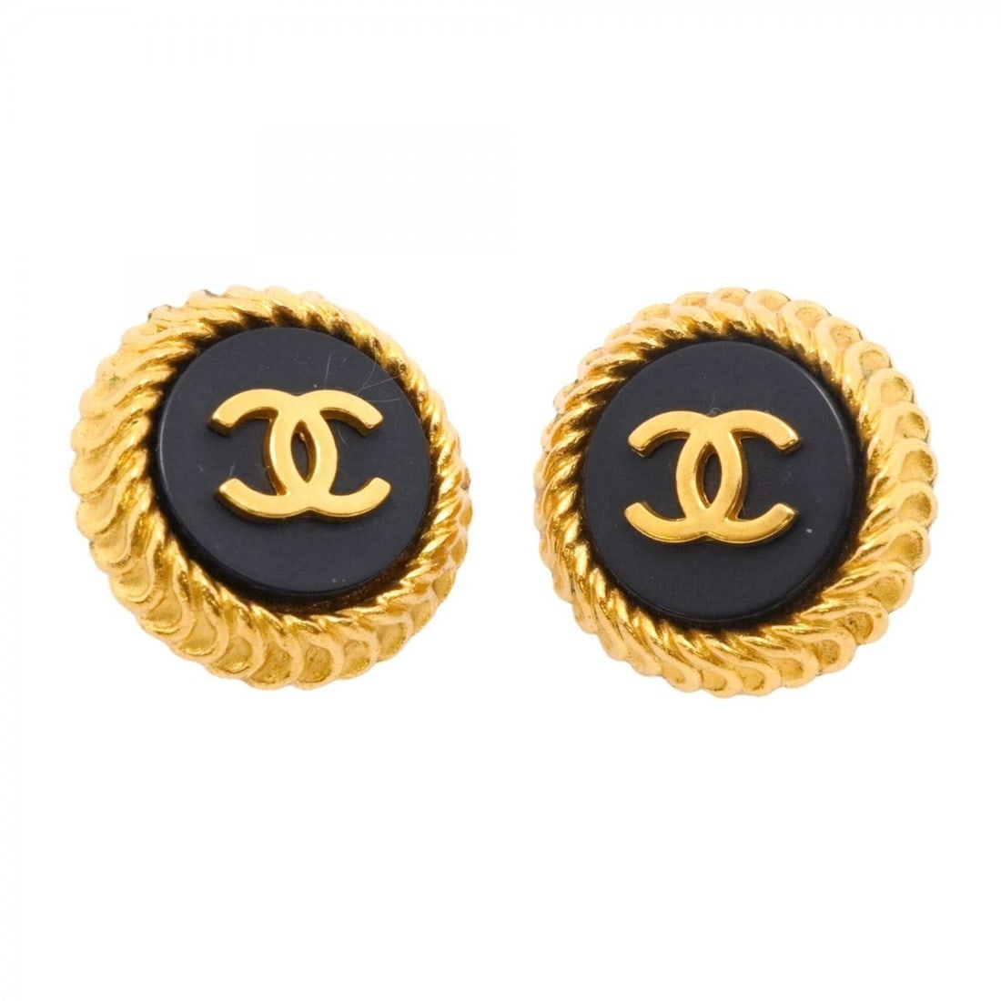 Chanel Earrings, Coco Mark Circle, GP Plated, Gold, Black, Women's: --- Catalog ---Category: SizeSize (HxWxD): 22.00mm x 21.80mm / 0.87'' x 0.86''Category: DesignType: Clip earringsColor: Black, GoldGender: WomenMaterial: Gold platingCategory: GeneralBrand: Chanel--- 