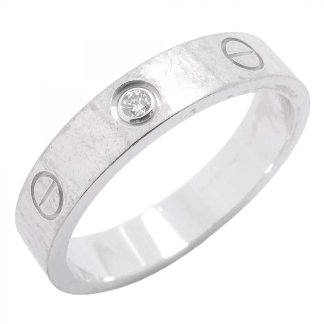 Cartier Mini Love Ring, 1PD (18K White Gold), Diamond, Size #55, Men's/Women's