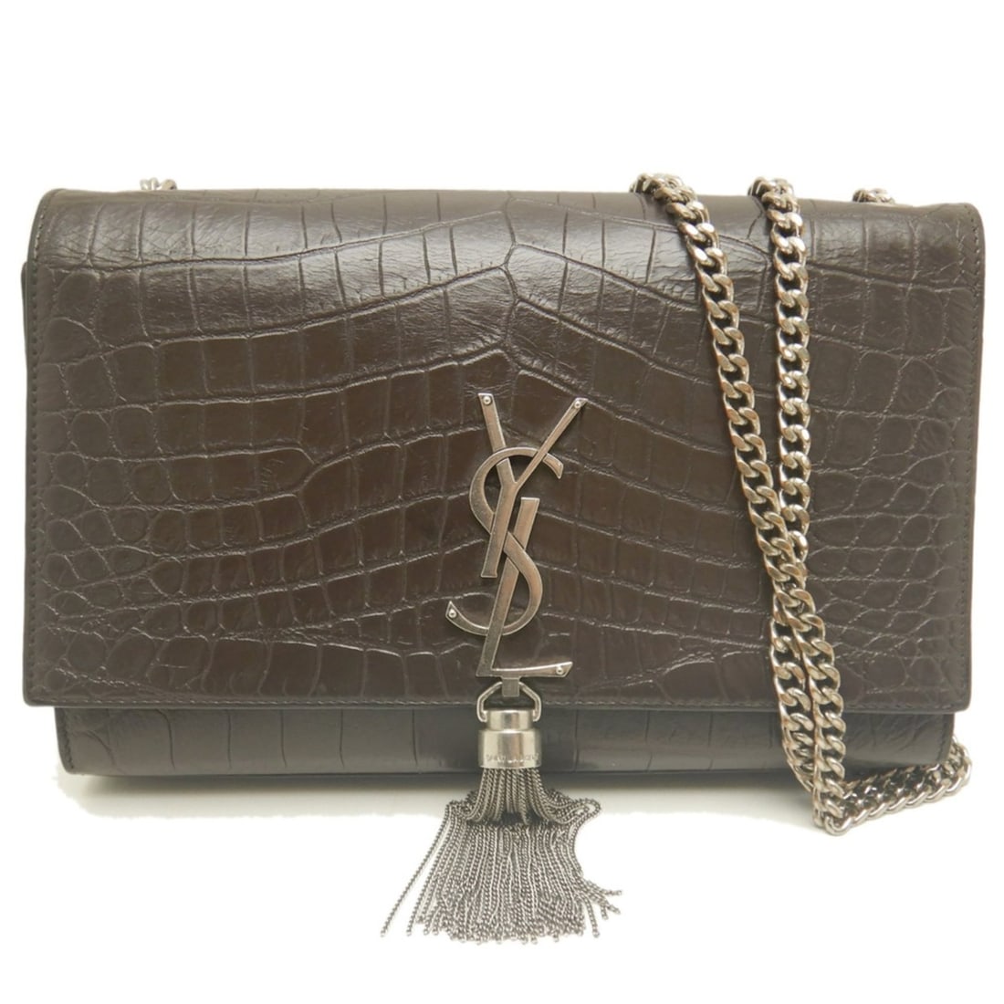 YVES SAINT LAURENT Kate Tassel Chain Shoulder Bag, Embossed Leather, BC354119, Brown, Women's,: --- Catalog ---Category: SizeSize (HxWxD): 15cm x 24cm x 4cm / 5.9'' x 9.44'' x 1.57''Strap Length: 102cm / 40.15''Category: DesignType: Shoulder bagColor: BrownGender: WomenClosure: MagnetMaterial: L