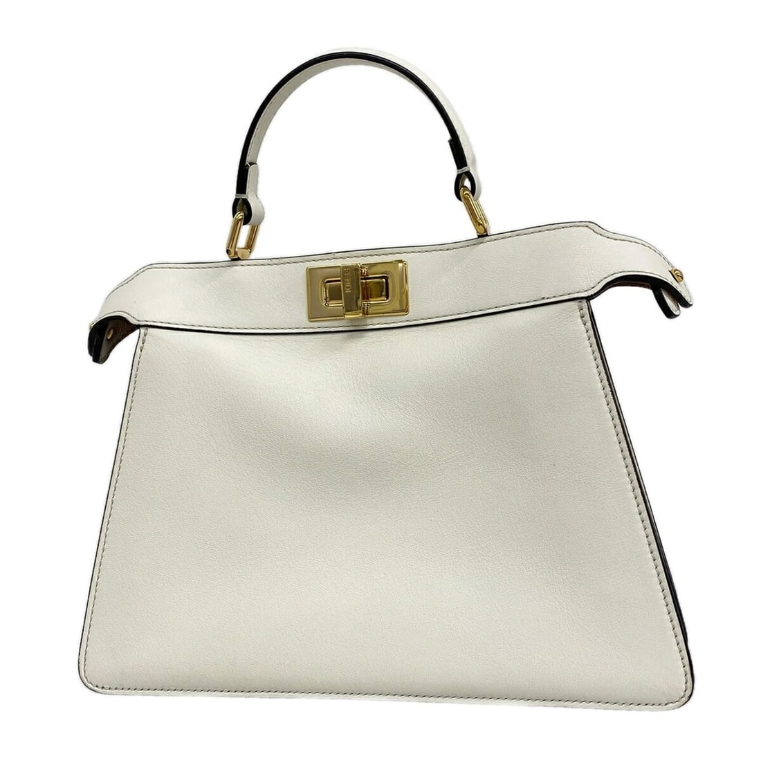 Fendi Peekaboo I.U Leather Handbag, White, Women's: --- Catalog ---Category: SizeSize (HxWxD): 20cm x 25cm x 9cm / 7.87'' x 9.84'' x 3.54''Category: DesignType: HandbagColor: WhiteGender: WomenMaterial: Leather Hardware Color: GoldCategory: GeneralBran