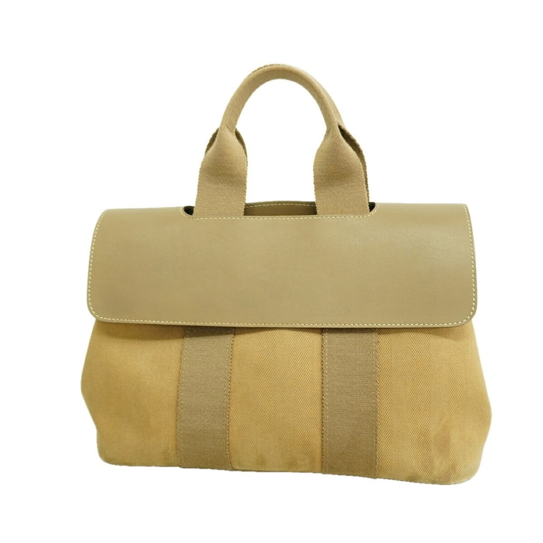 Hermes Valparaiso PM Tote Bag, Toile Chevron, Etoupe, Women's, P3344913