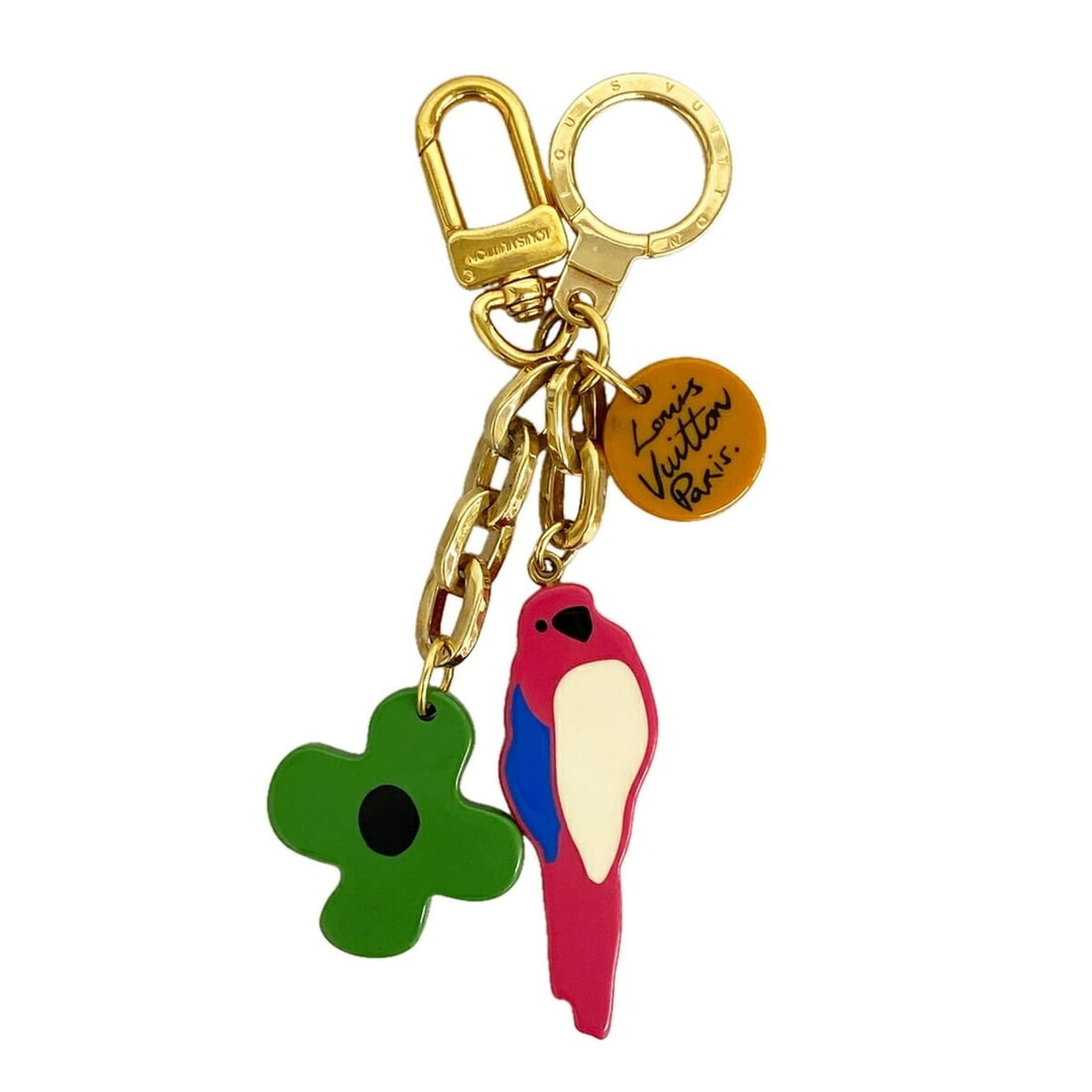 Louis Vuitton Keychain Charm Portequiole Jungle M66266 Pink Green Women's P3338472