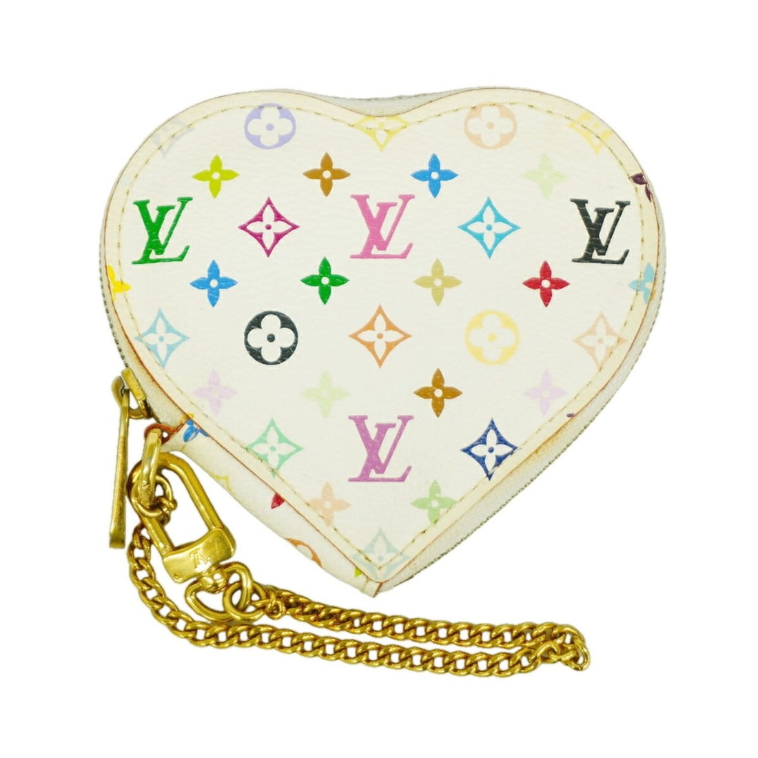 Louis Vuitton Wallet/Coin Case, Monogram Multicolore, Portemonnaie Coeur, M60040, Blanc, Ladies,