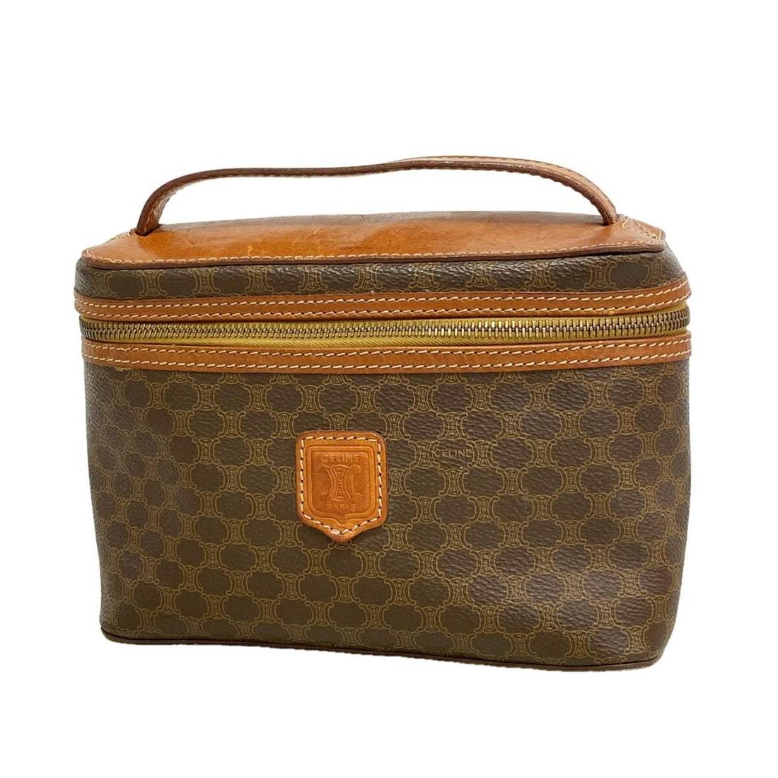 Celine handbag/vanity bag, Macadam pattern, brown, women's, P3338467