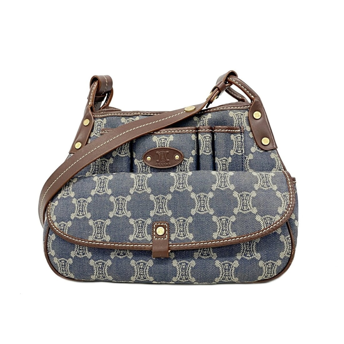 Celine Shoulder Bag C Macadam Denim Blue Women's P3333412