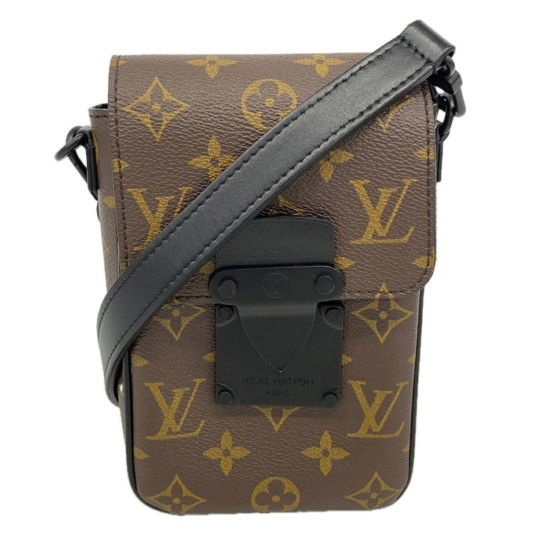 Louis Vuitton Monogram Macassar S-Lock Vertical Wearable Wallet Shoulder Bag M81522 Brown Black: --- Catalog ---Category: SizeSize (HxWxD): 20cm x 12cm x 5cm / 7.87'' x 4.72'' x 1.96''Category: DesignType: Shoulder bagColor: Black, BrownGender: MenCategory: GeneralMPN: M81522Brand: Louis Vuitton-