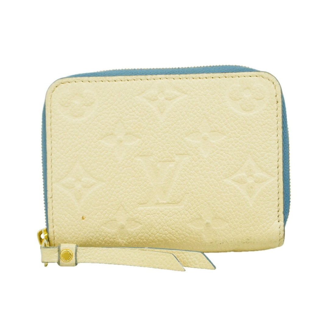 Louis Vuitton Monogram Empreinte Zippy Coin Purse M63928 Cream Blue Jean Women's Wallet/Coin Case
