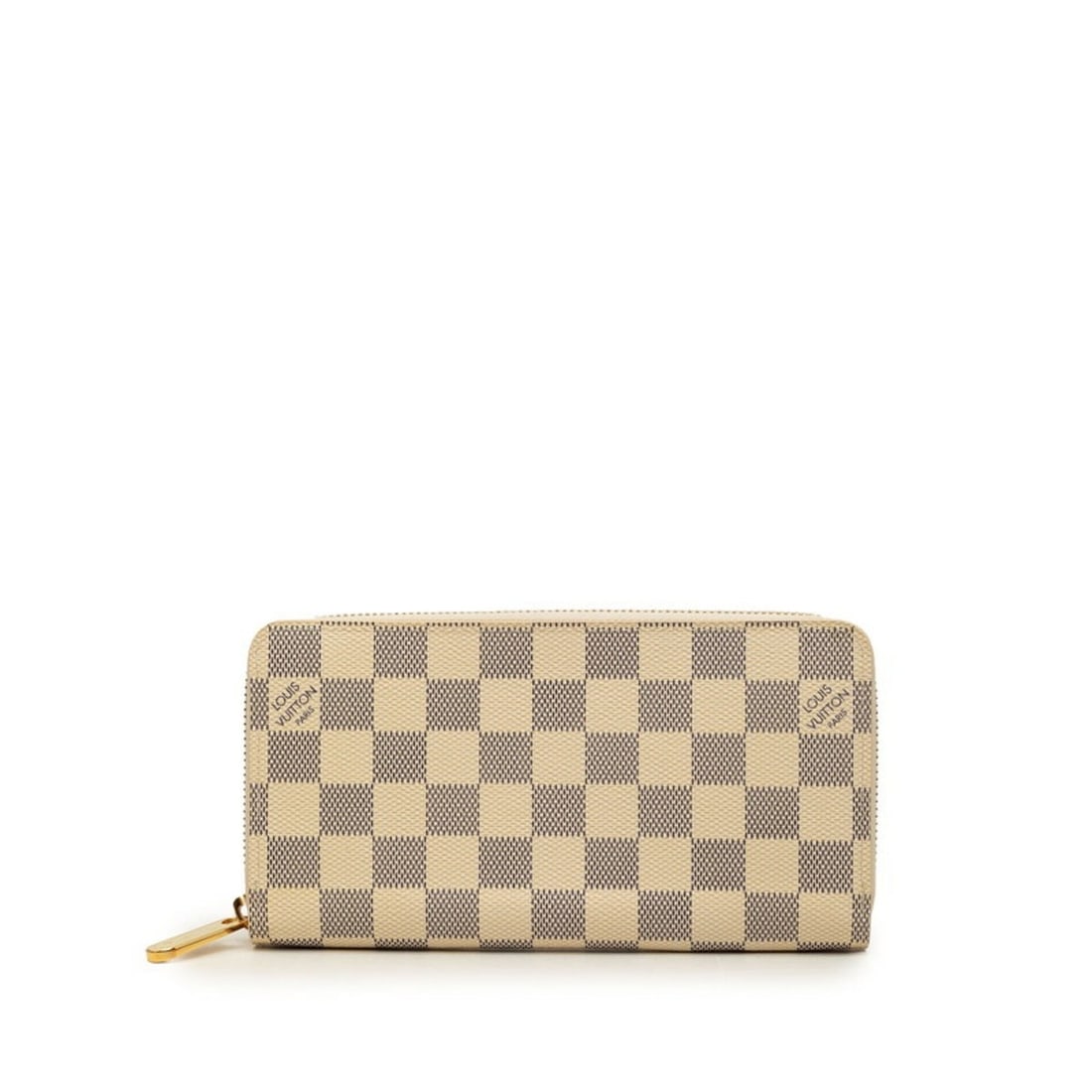 Louis Vuitton Damier Azur Zippy Wallet, Round Zipper Long N60019, White Leather, Women's, LOUIS