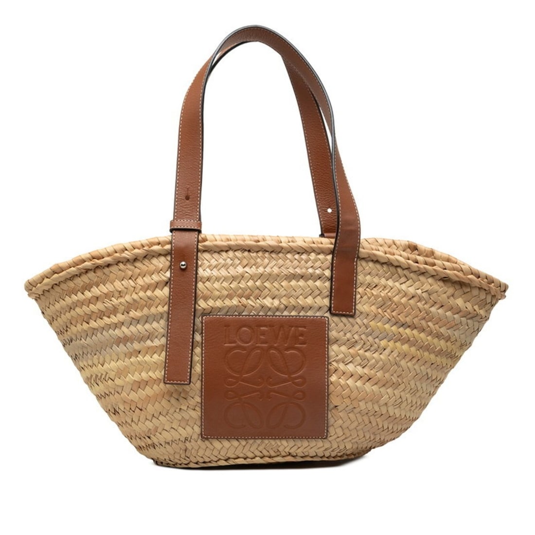 Loewe Anagram Basket Bag Medium Handbag, Natural Brown Raffia Leather, Women's LOEWE: --- Catalog ---Category: SizeHandle Drop: 21.00cm / 8.27''Size (HxWxD): 22.5cm x 51.5cm x 16cm / 8.85'' x 20.27'' x 6.29''Category: DesignType: Basket, HandbagColor: BrownGender: WomenClosure: OpenMat