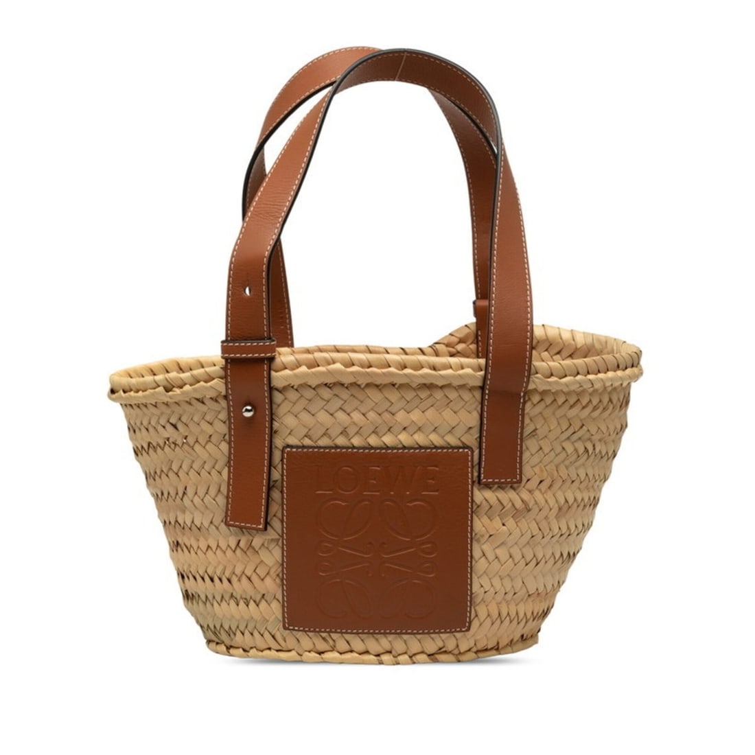 Loewe Anagram Basket Bag Small Handbag, Natural Brown Raffia Leather, Women's LOEWE (1 of 15)