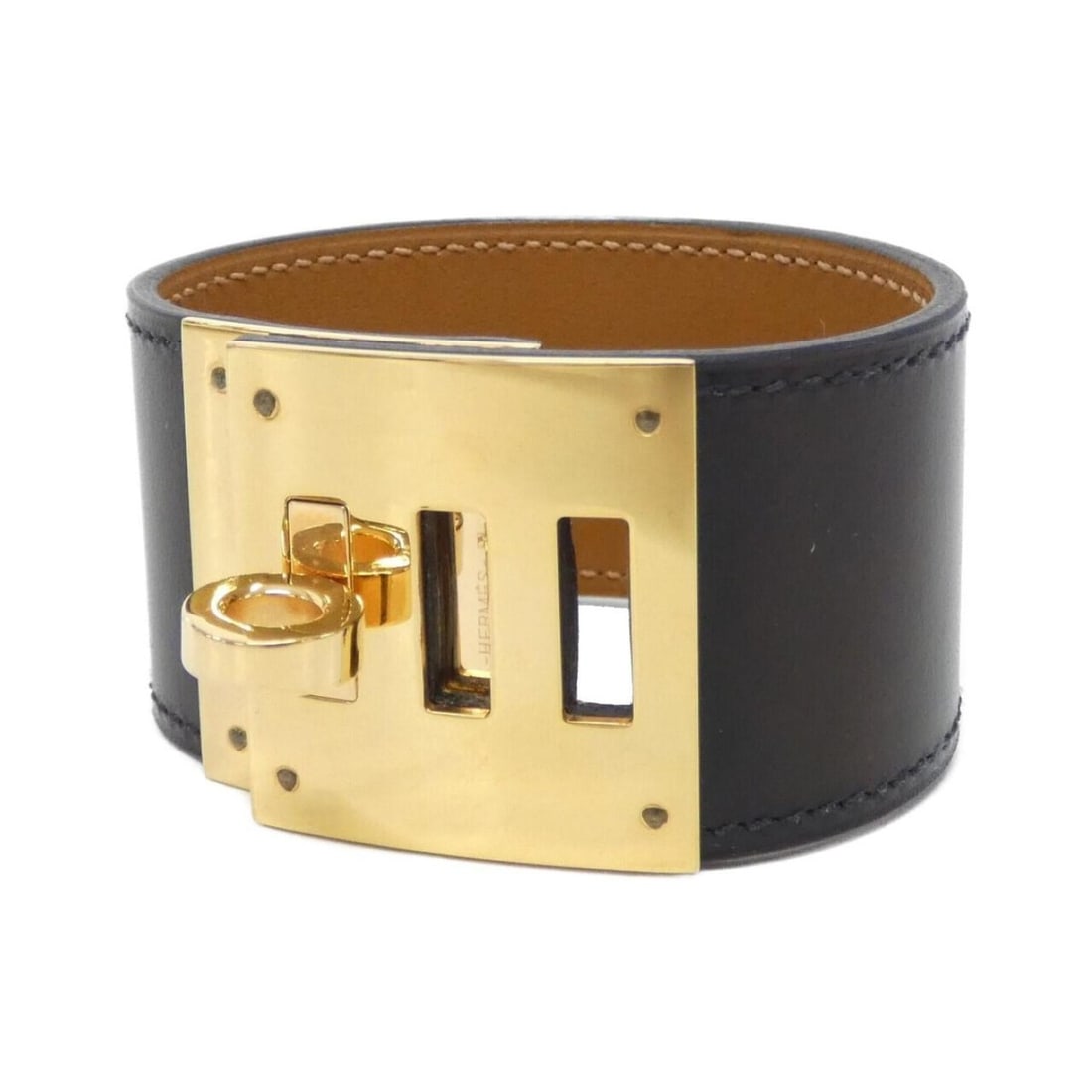 Hermes Kelly Dog 072928CC Bracelet: --- Catalog ---Category: SizeLength: 16cm - 18cm / 6.29'' - 7.08''Category: DesignType: Charm braceletColor: Black, GoldGender: WomenMaterial: Box calf leatherCategory: GeneralMPN: 072928CCBrand: