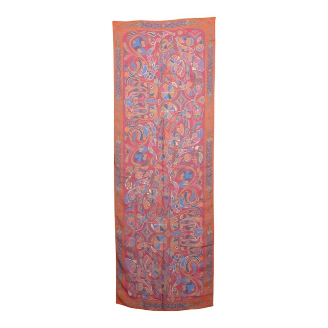 Hermes Long Stole, Large Size, Red/Multicolor Silk, Women's