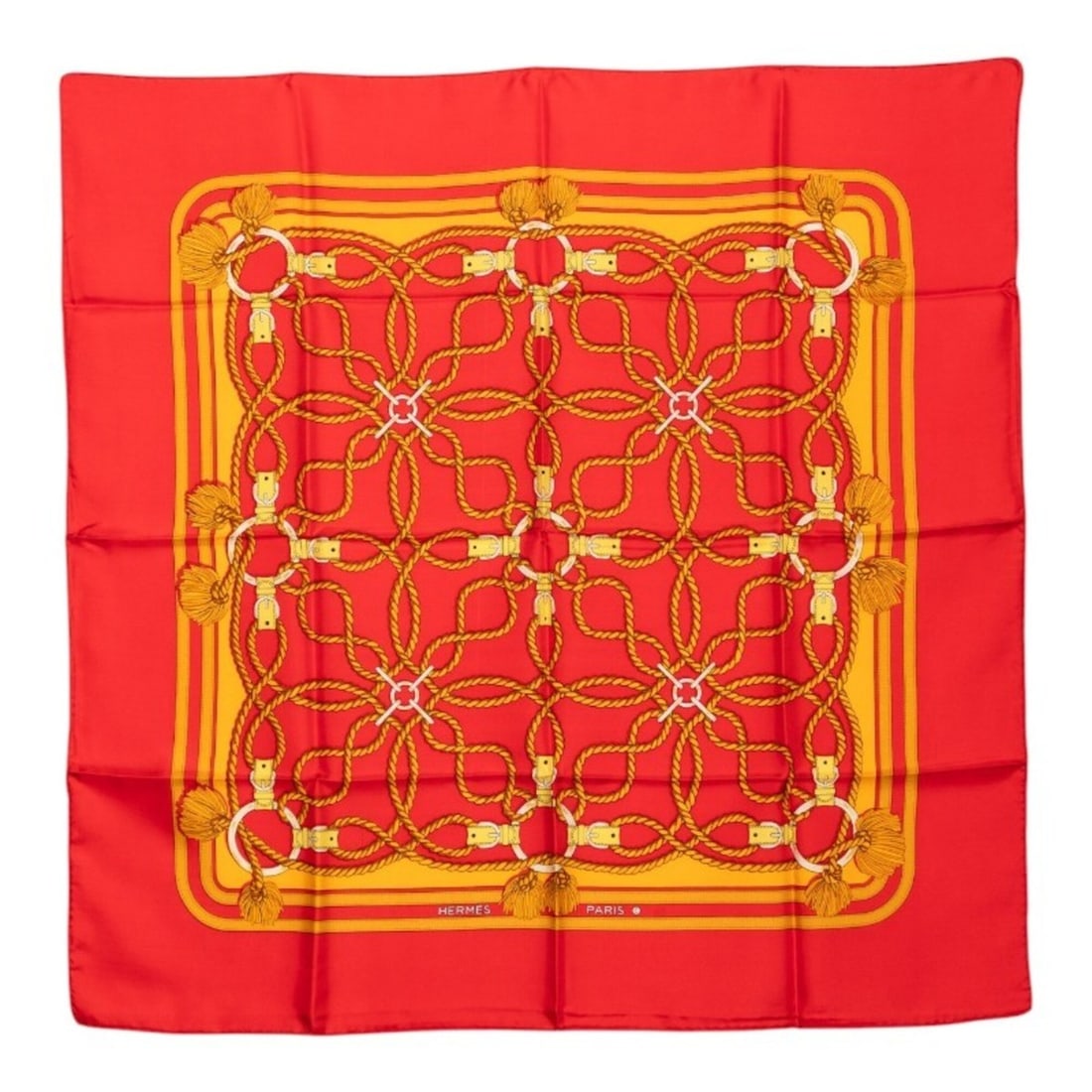 Hermes Carre Rope Motif Scarf Muffler, Red, Silk, Women's HERMES: --- Catalog ---Category: SizeSize (LxW): 74cm x 75.5cm / 29.13'' x 29.72''Category: DesignType: ScarfColor: Red colorGender: WomenMaterial: Silk Category: GeneralBrand: Hermes--- Item List ---Section: