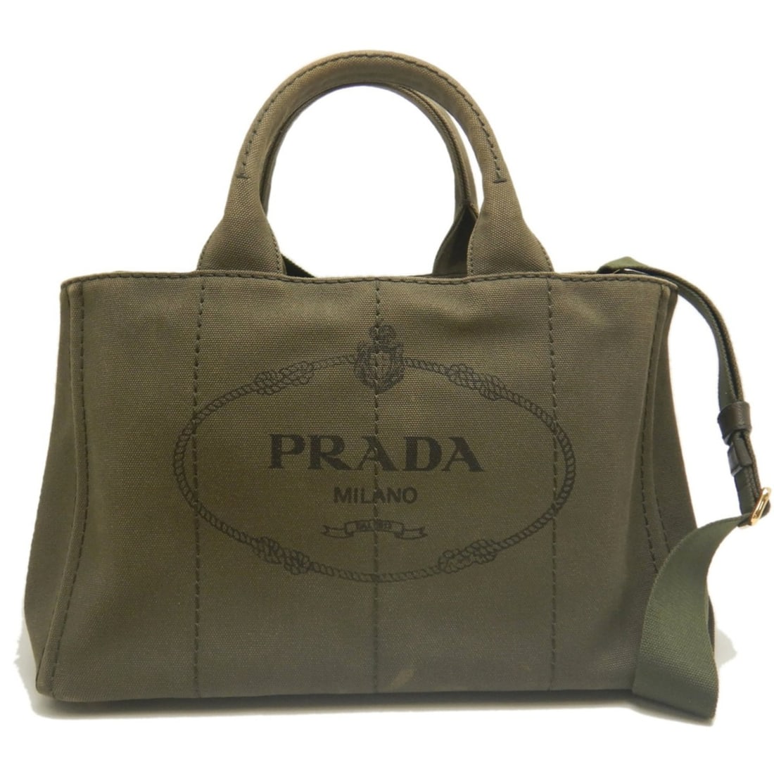 PRADA Canapa 1BG642 Tote Bag, Canvas, MILITARE, Women's, 254115: --- Catalog ---Category: SizeSize (HxWxD): 23cm x 36cm x 24cm / 9.05'' x 14.17'' x 9.44''Strap Length: 74cm - 126cm / 29.13'' - 49.6''Category: DesignType: Tote bagGender: WomenClosure: OpenMaterial: 